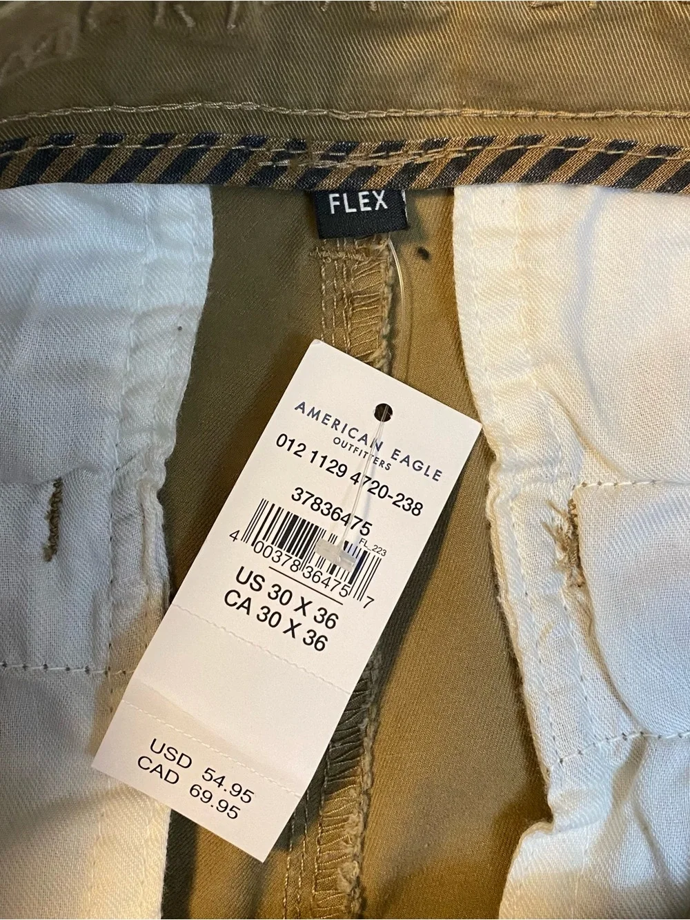 American Eagle NWT Athletic Skinny Lived-in Khakis Flex Mens 30x36
